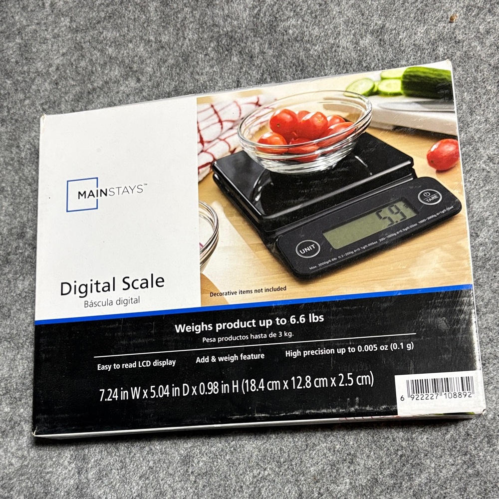 Mainstays Black Digital Kitchen Scale with LCD Display